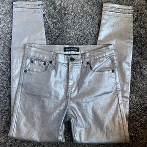 Neon Blonde Metallic Coated Jeans